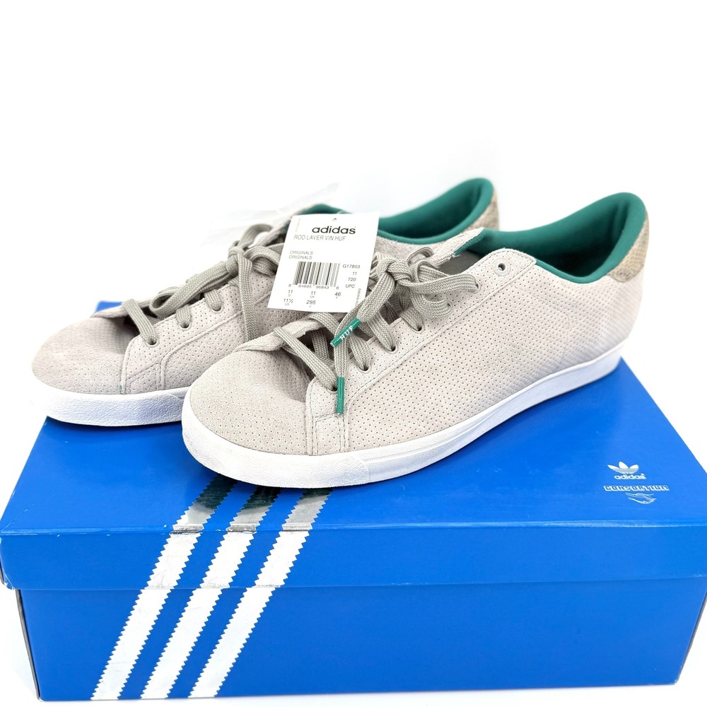 Adidas Rod Laver Vin HUF Mens 11.5 Ice Grey New NWT Consortium G17803 Snakeskin